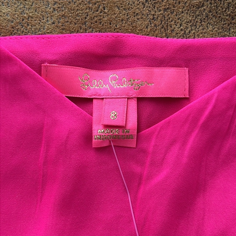 NWT Lilly Pulitzer Pink Palms Women's dressy blouse tank Top. Size 8 - Picture 3 of 10